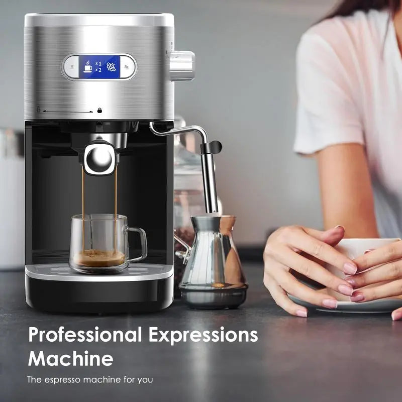 ☕ High-Pressure Espresso Coffee Maker – 20 Bar Pump 💨 | Steam Wand 🥛 | Capsule Compatible 🎯 | Removable Water Tank 💧 | 1350W Power ⚡ for Lattes & Cappuccinos 🍵 ERIC SONG