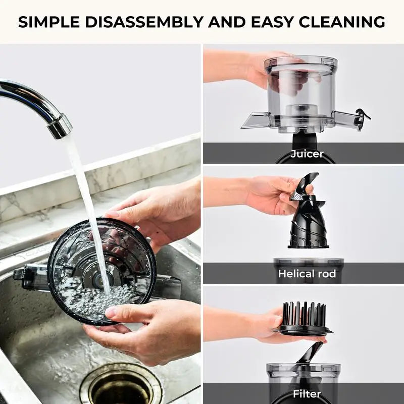 Cold Press Juicer with 5.3" Wide Feed Chute – High Juice Yield, Easy Clean, Whole Fruit Masticator Lisa Domen